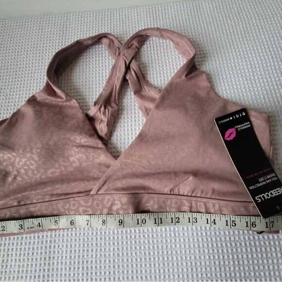 Rebdolls Women's FLAUNT IT leopard plunge V neck sports Bra Plus size 2X mauve - Picture 7 of 12